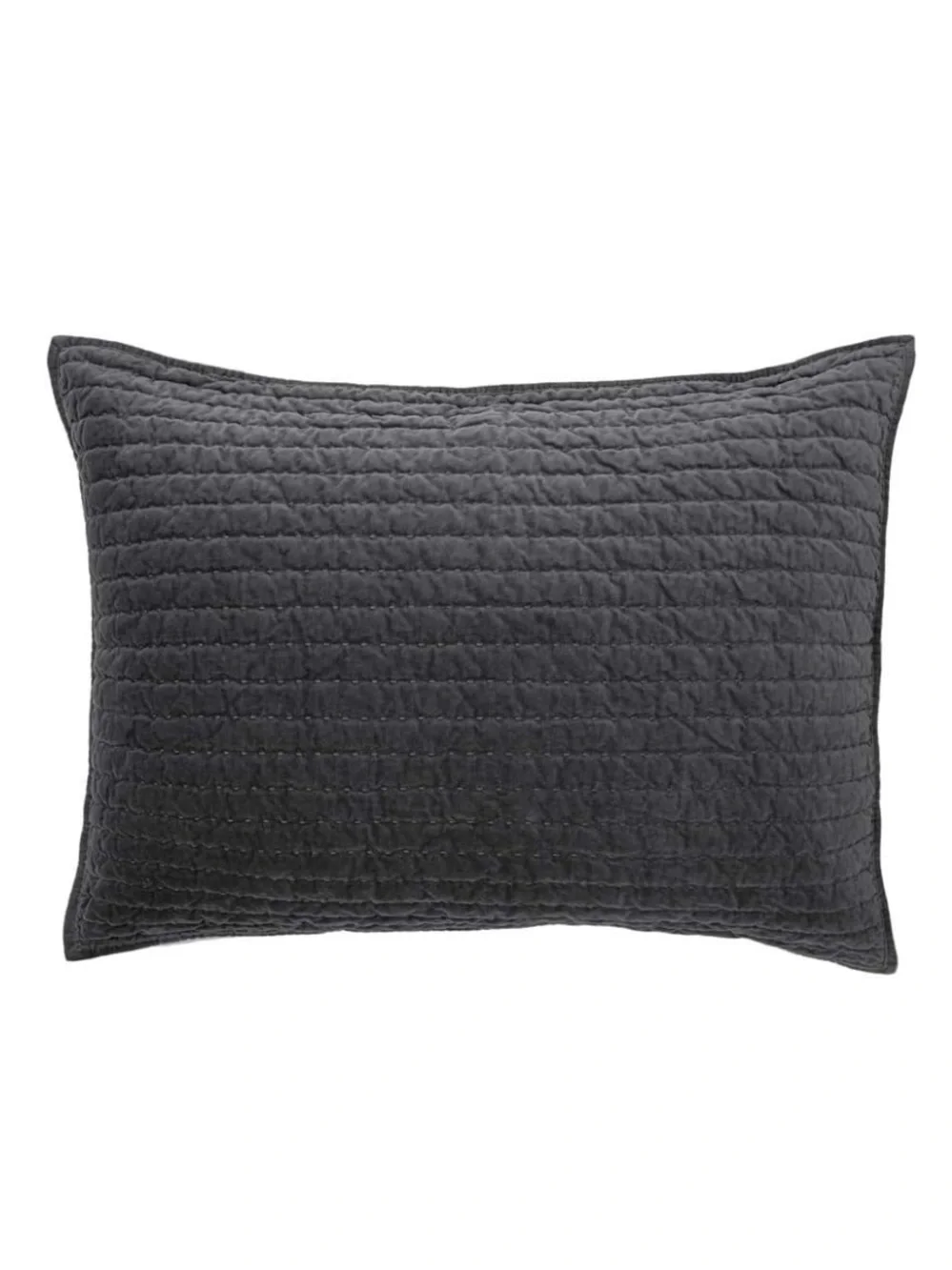 Bed Pillow Sham Royal Cotton Velvet Pic-Stitch Standard 20x26” Gray (1 piece)